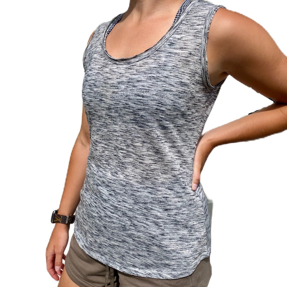 TAHARI tee sleeveless tank top gray Small